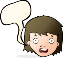 cartoon happy female face with speech bubble png