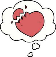 cartoon broken heart with thought bubble png