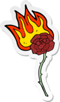 pegatina de una rosa ardiente de dibujos animados png