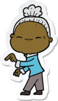 sticker of a cartoon peaceful old woman png