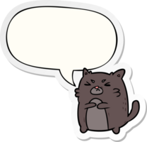 cartoon angry cat with speech bubble sticker png