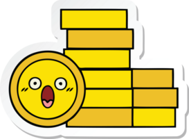 sticker of a cute cartoon coins png