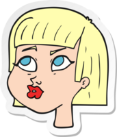 pegatina de un rostro femenino de dibujos animados png