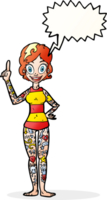 cartoon woman covered in tattoos with speech bubble png