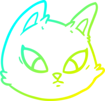 cold gradient line drawing of a cartoon cat face png