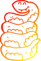 warm gradient line drawing of a cartoon snake png