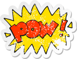retro bedrövad klistermärke av en tecknad serie pow symbol png