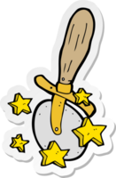 sticker of a cartoon pizza cutter png