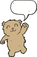 cartoon waving teddy bear with speech bubble png