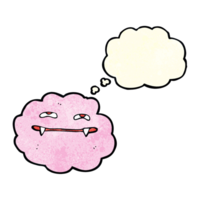 cartoon pink fluffy vampire cloud with thought bubble png