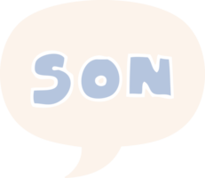 cartoon word son with speech bubble in retro style png