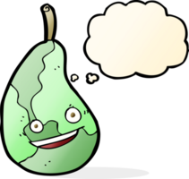 cartoon happy pear with thought bubble png