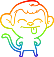 rainbow gradient line drawing of a funny cartoon monkey png