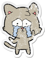 beunruhigter Aufkleber einer Cartoon-weinenden Katze png