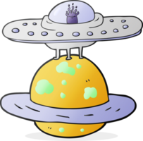 hand drawn cartoon flying saucer png