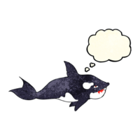 caricatura, orca, con, burbuja del pensamiento png