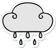 sticker of a quirky hand drawn cartoon rain cloud png