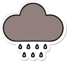 klistermärke av en söt tecknad storm regn moln png