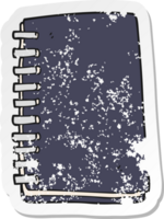 pegatina retro angustiada de un cuaderno de dibujos animados png