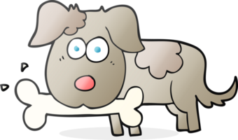 hand drawn cartoon dog with bone png