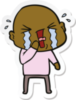 sticker of a cartoon crying bald man png