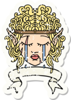 Retro Tattoo Style crying elf barbarian character face with banner png