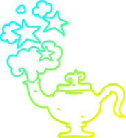 cold gradient line drawing of a cartoon magic lamp png