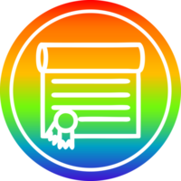 diploma certificado circular icono con arco iris degradado terminar png