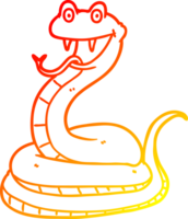 calentar degradado línea dibujo de un dibujos animados contento serpiente png