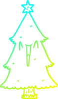 frío degradado línea dibujo de un Navidad árbol png