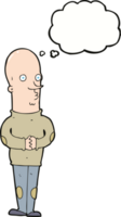 cartoon funny bald man with thought bubble png