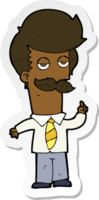 sticker of a cartoon mna with mustache explaining png