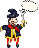 main tiré bande dessinée livre discours bulle dessin animé en riant pirate capitaine png