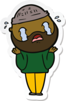 sticker of a cartoon bearded man crying png