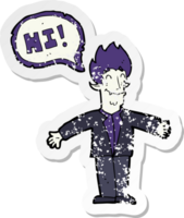 retro noodlijdende sticker van een cartoon griezelige vampier png