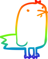 rainbow gradient line drawing of a cartoon bird png