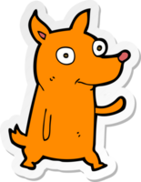 sticker of a cartoon little dog waving png