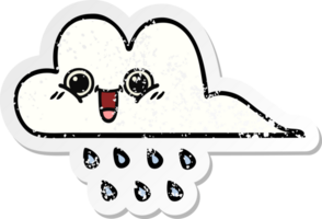 distressed sticker of a cute cartoon rain cloud png