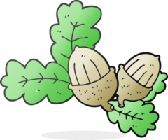 hand drawn cartoon acorns and leaves png