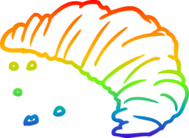 rainbow gradient line drawing of a croissant png