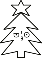 line drawing cartoon of a christmas tree png