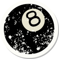 distressed sticker tattoo in traditional style of 8 ball png