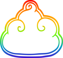 rainbow gradient line drawing of a cartoon cloud symbol png