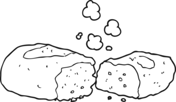 hand drawn black and white cartoon bread png