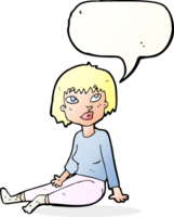 cartoon woman sitting on floor with speech bubble png