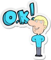 sticker of a cartoon man saying OK png