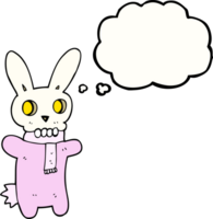 main tiré pensée bulle dessin animé effrayant crâne lapin png