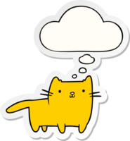 cartoon cat with thought bubble as a printed sticker png