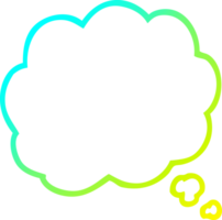 cold gradient line drawing of a cartoon thought cloud png