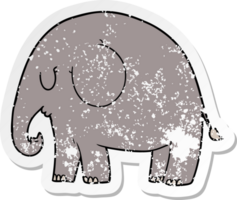 distressed sticker of a cartoon elephant png